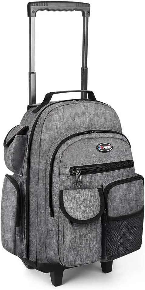 20'' Rolling Backpacks for Man/Women Travel Backpack with Wheels Trolley Suitcase Wheeled Bag Laptop Backpack#Grey