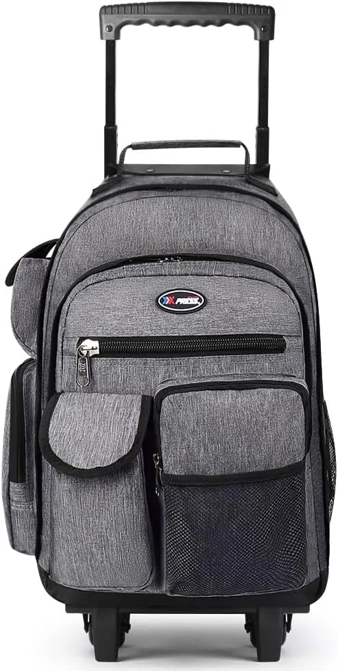 20'' Rolling Backpacks for Man/Women Travel Backpack with Wheels Trolley Suitcase Wheeled Bag Laptop Backpack#Grey
