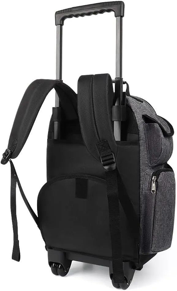 20'' Rolling Backpacks for Man/Women Travel Backpack with Wheels Trolley Suitcase Wheeled Bag Laptop Backpack#Grey