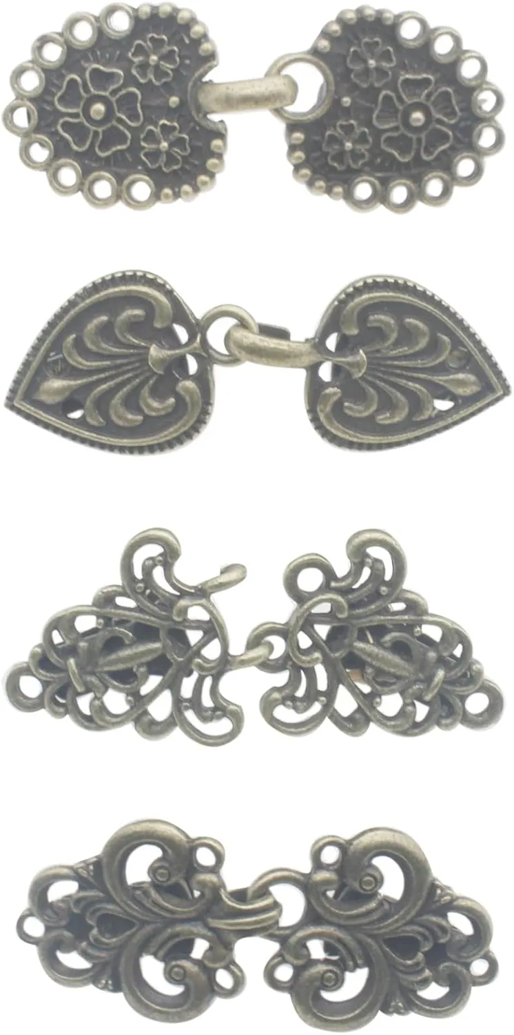 4 Pcs Vintage Sweater Clips Cloak Clasp Hollow Cardigan Clips Cape Clasp Bronze Brooch Clip Scarf Buckle