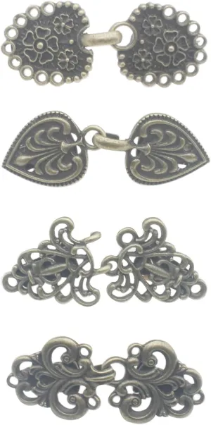 4 Pcs Vintage Sweater Clips Cloak Clasp Hollow Cardigan Clips Cape Clasp Bronze Brooch Clip Scarf Buckle