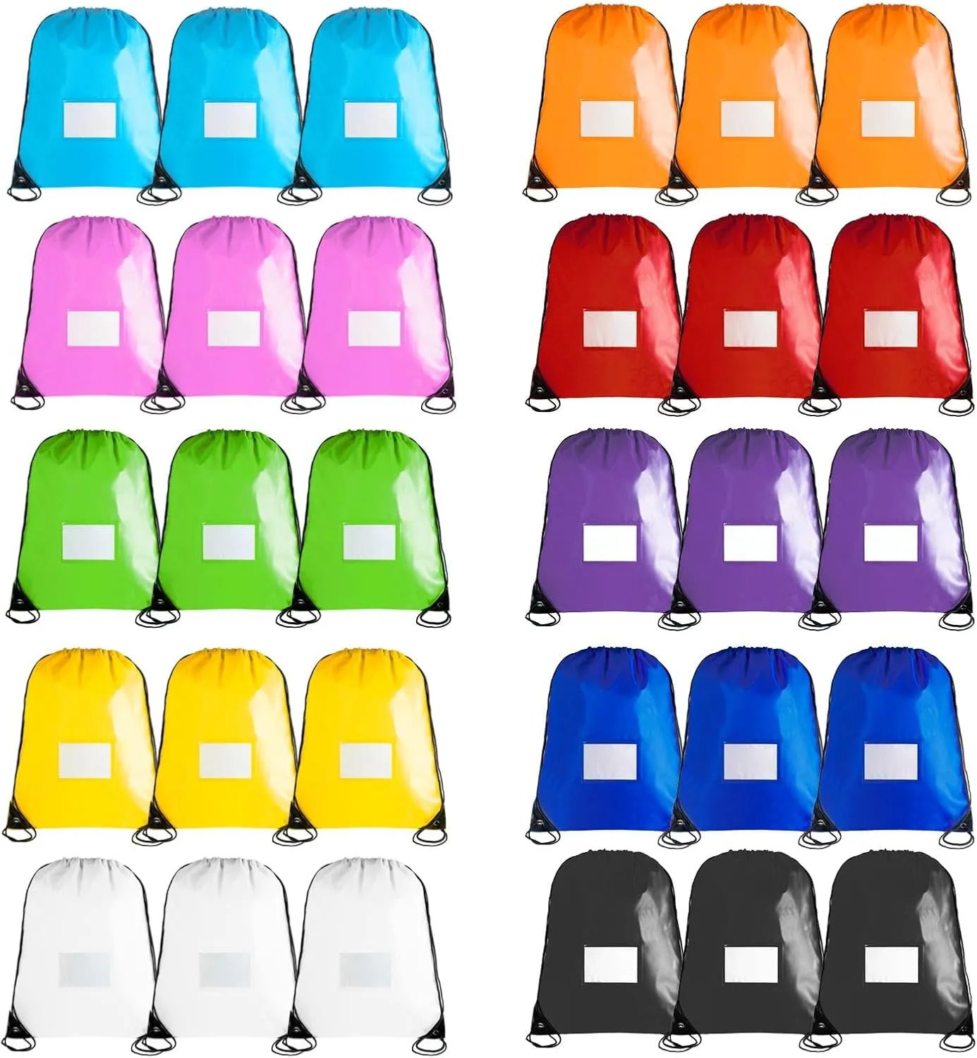 40 Drawstring Backpack Bags, 10 Colors, load15laptop, A4 Book for working Gym and Sports