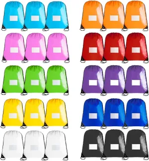 40 Drawstring Backpack Bags, 10 Colors, load15laptop, A4 Book for working Gym and Sports
