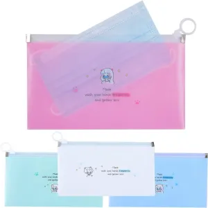4PCS Face Cover Organizer Case Zipper Storage Bag Cosmetic Container Portable Face Covers Clips Mini Travel Bags Set of Assorted Colors