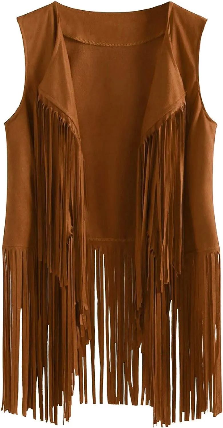 60s 70s Outfits for Women Party Accessories Peace Sign Earring Headband Fringe Vest Tassel Cardigan