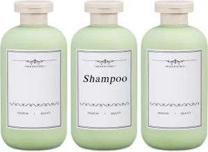 6.8oz Travel Bottles for Toiletries, Empty Plastic Squeeze Bottles with Flip Cap, Lotion Container for Toiletries Travel Size Shampoo and Conditioner (3 pack Green)