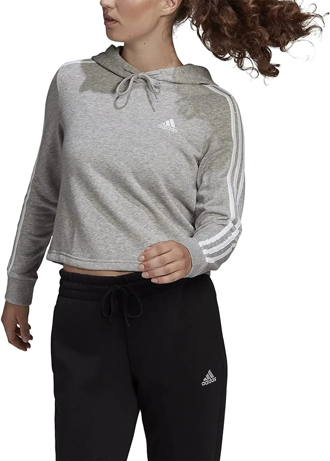 adidas Women's Essentials 3-Stripes Cropped Hoodie