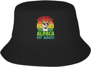 Adventure You Say Alpaca My Bags Bucket Hat for Men Women Summer Bucket Hats Outdoor Vacation Beach Travel Fishing Cap Black