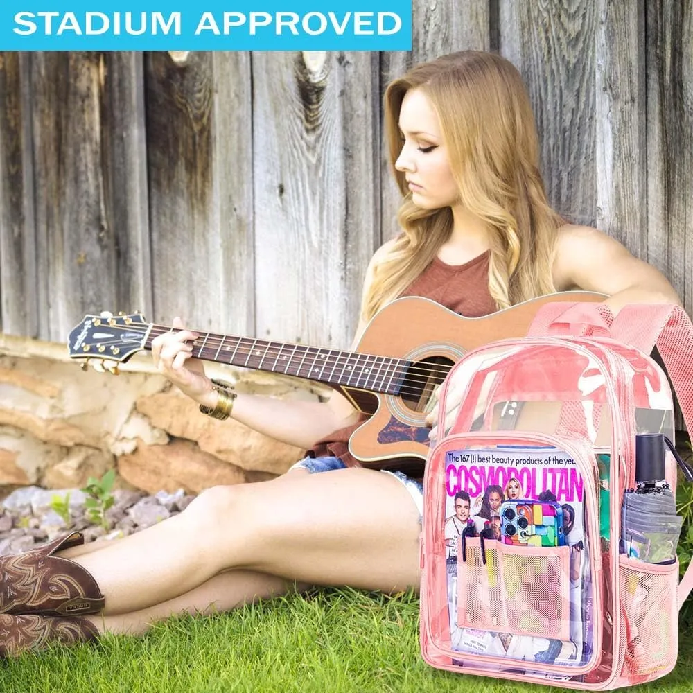 AGSDON Clear Backpack, Heavy Duty Transparent Bookbag, See Through PVC Backpacks for Women Men