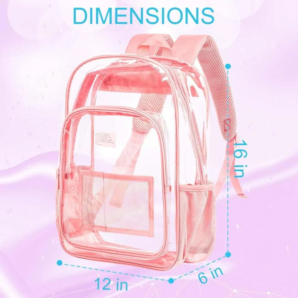 AGSDON Clear Backpack, Heavy Duty Transparent Bookbag, See Through PVC Backpacks for Women Men
