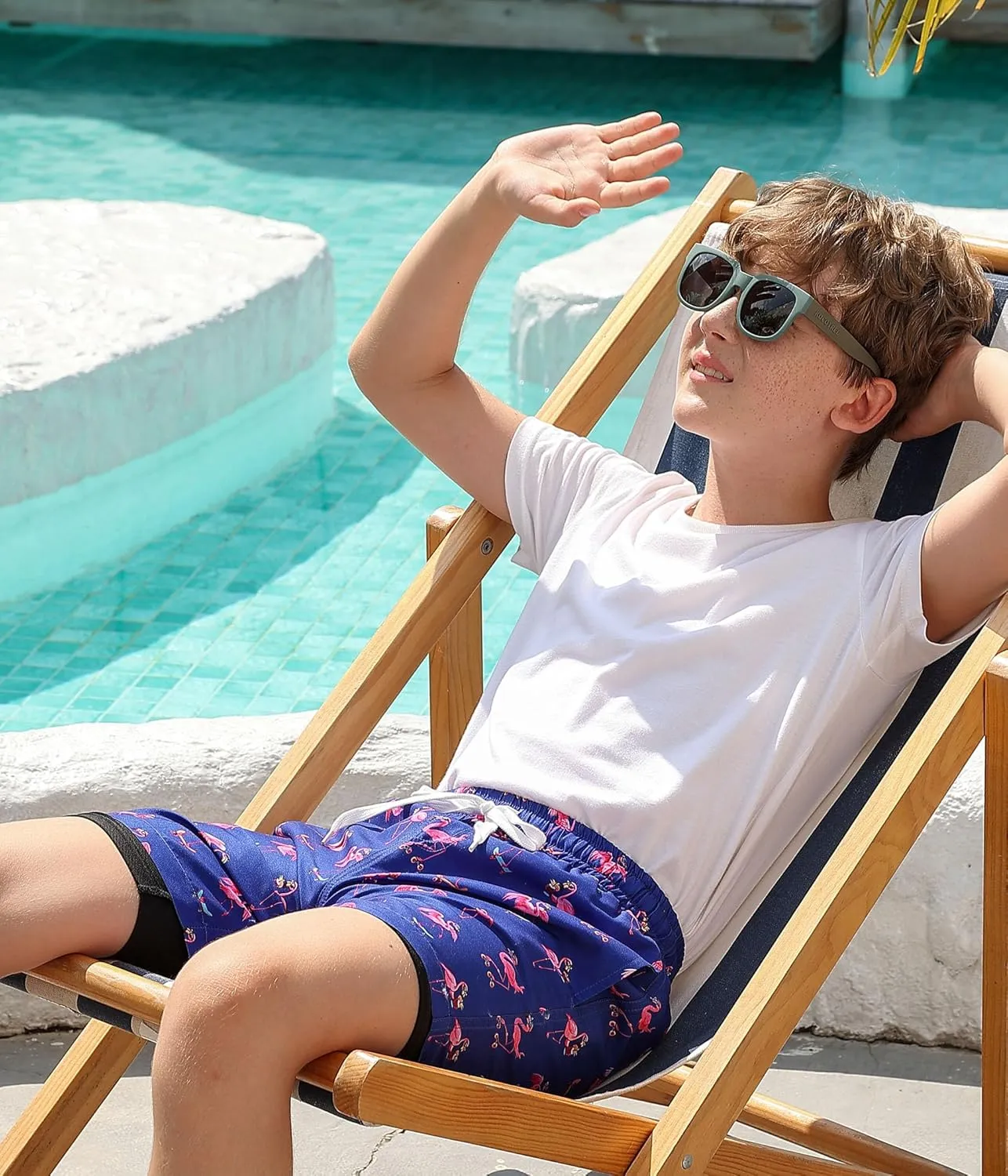 Ahegao Boys Swim Trunks with Compression Liner Big Kids Bathing Suit Quick Dry Board Shorts for 6-20 Years
