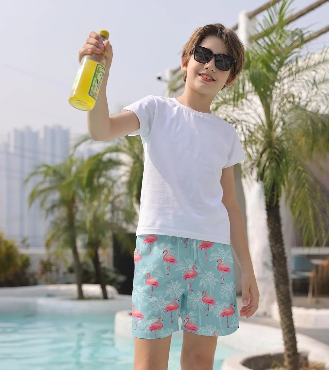 Ahegao Boys Swim Trunks with Compression Liner Big Kids Bathing Suit Quick Dry Board Shorts for 6-20 Years