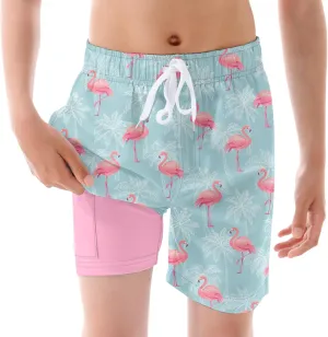 Ahegao Boys Swim Trunks with Compression Liner Big Kids Bathing Suit Quick Dry Board Shorts for 6-20 Years