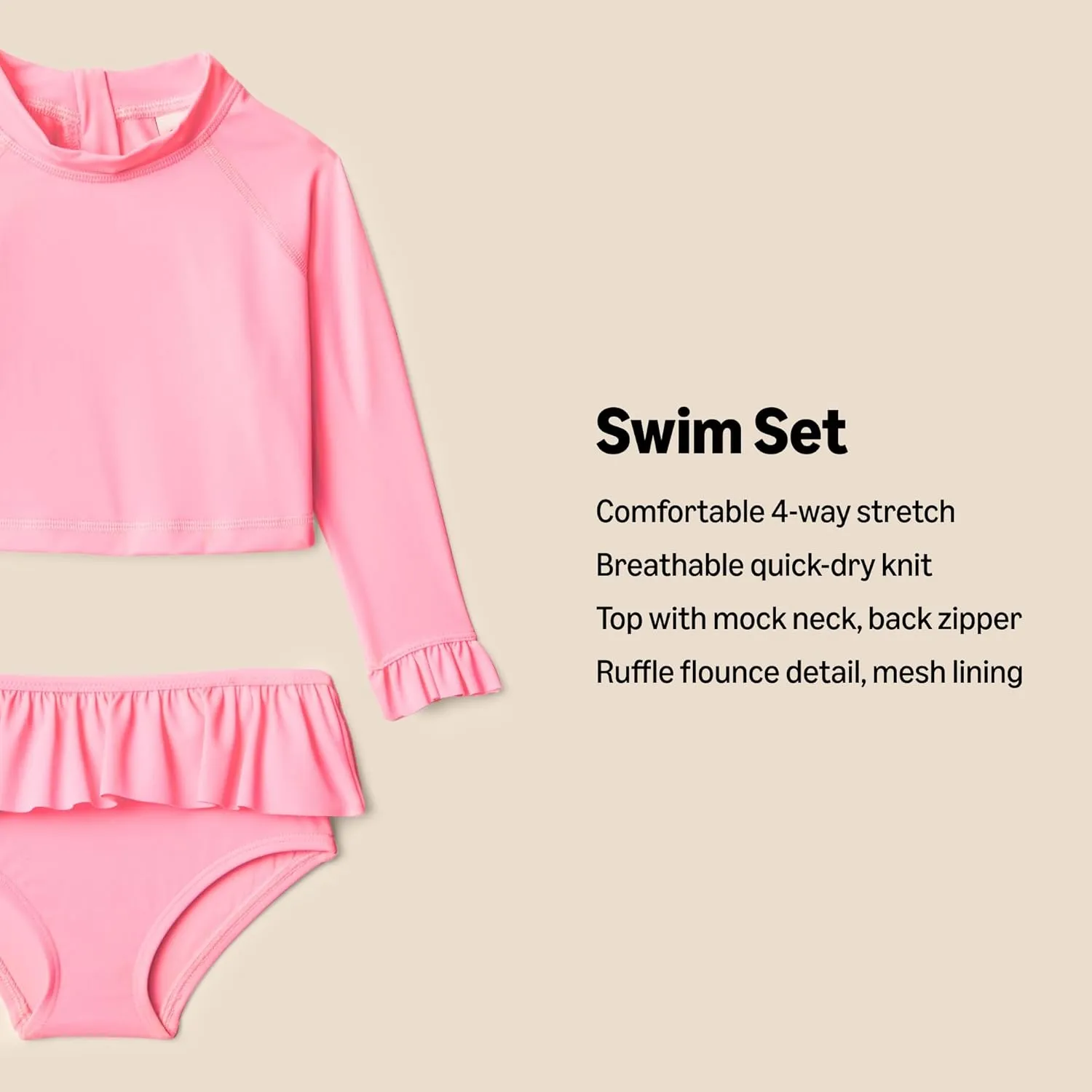 Amazon Essentials x Sofia Grainge Toddlers and Baby Girls' 2-Piece Long Sleeve Rashguard Set