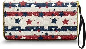 American Flag Wallets for Women PU Leather Purse for Lady Novelty Large Capacity Travel Money Clips Long Style