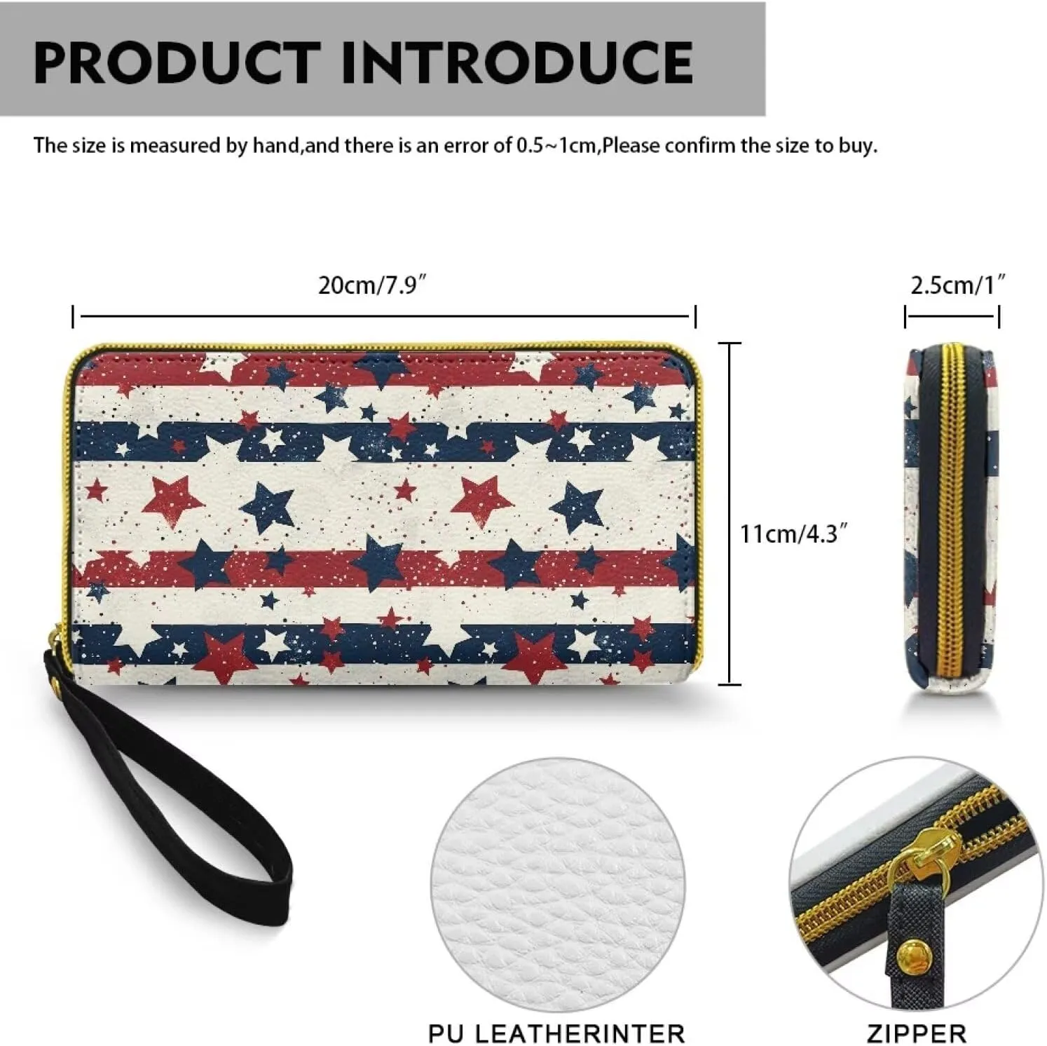 American Flag Wallets for Women PU Leather Purse for Lady Novelty Large Capacity Travel Money Clips Long Style