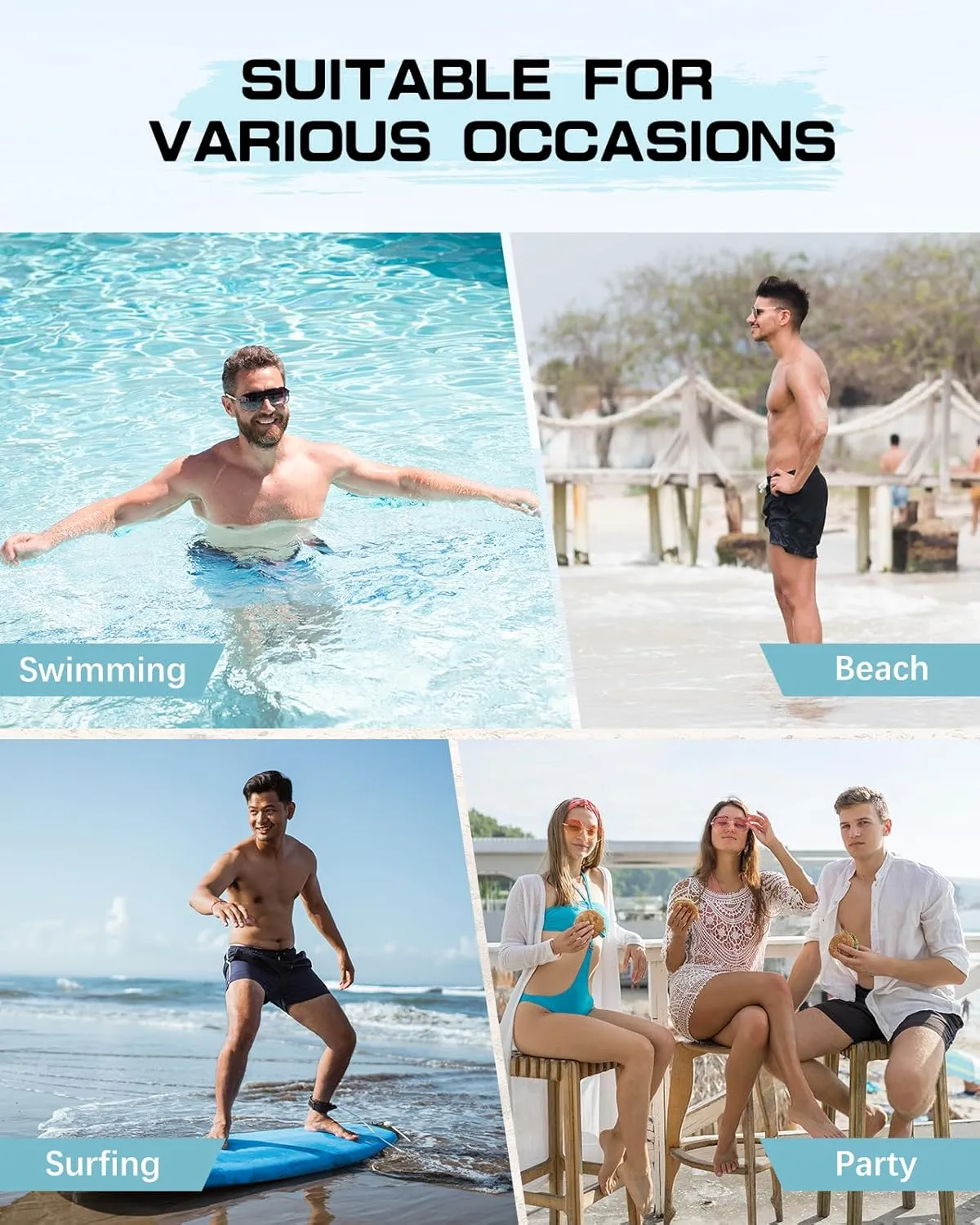 American Trends Men's Swim Trunks Board Shorts Quick Dry Mens Swimming Trunks with Compression Liner