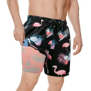 American Trends Men's Swim Trunks Board Shorts Quick Dry Mens Swimming Trunks with Compression Liner