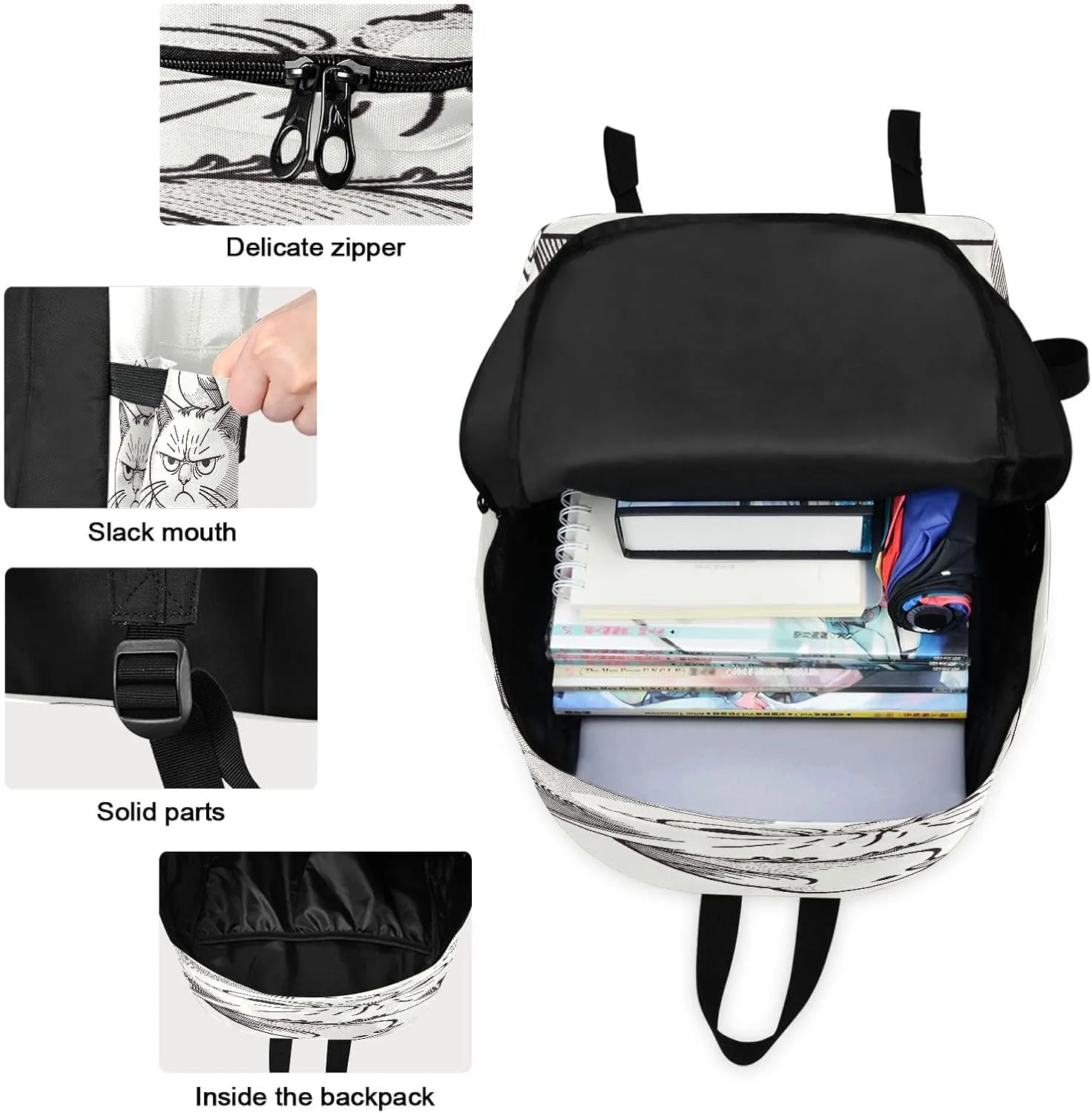 Annoyed Cat with Canary on its Head Kids' Backpacks Waterproof Soft Cooler, Girls Backpack Elementary School