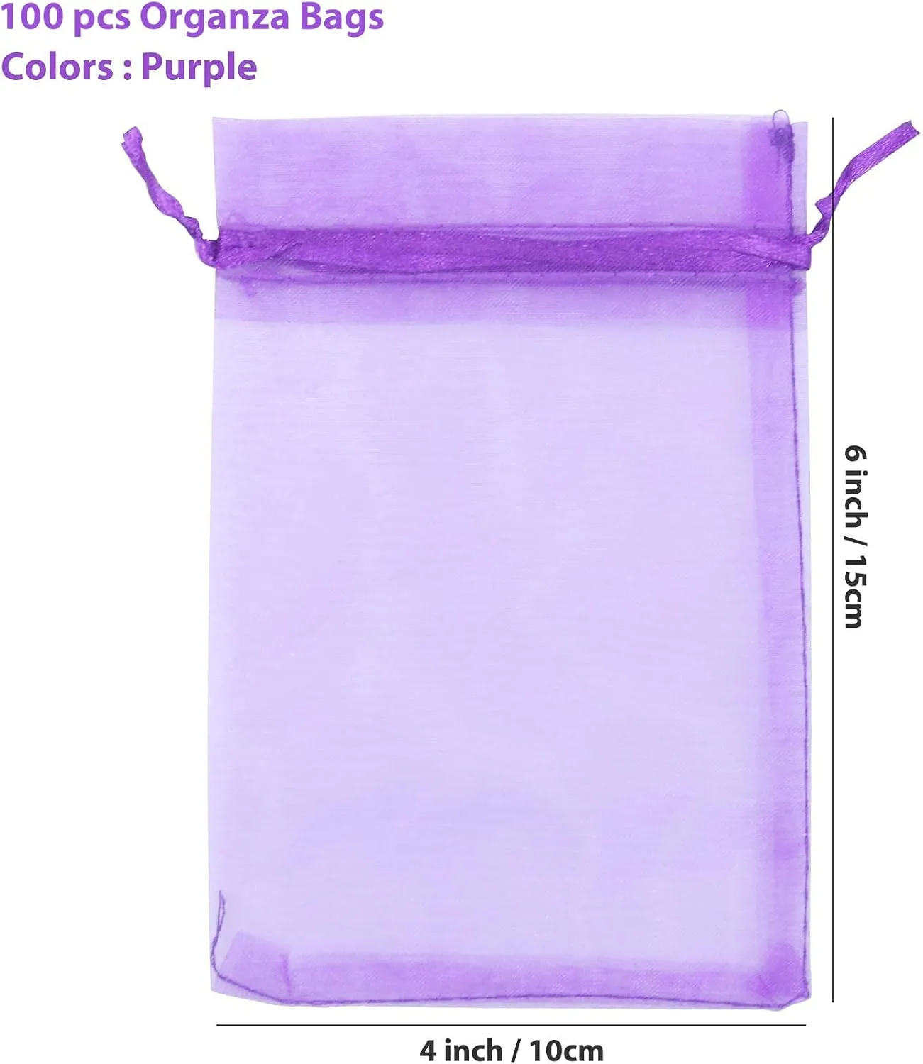 ANZNKU 100 PCS Small Organza Bags 4x6 Inches, Purple Gift Drawstring Pouches For Party Festival Earrings Cosmetic Favor Mesh Gift Bags