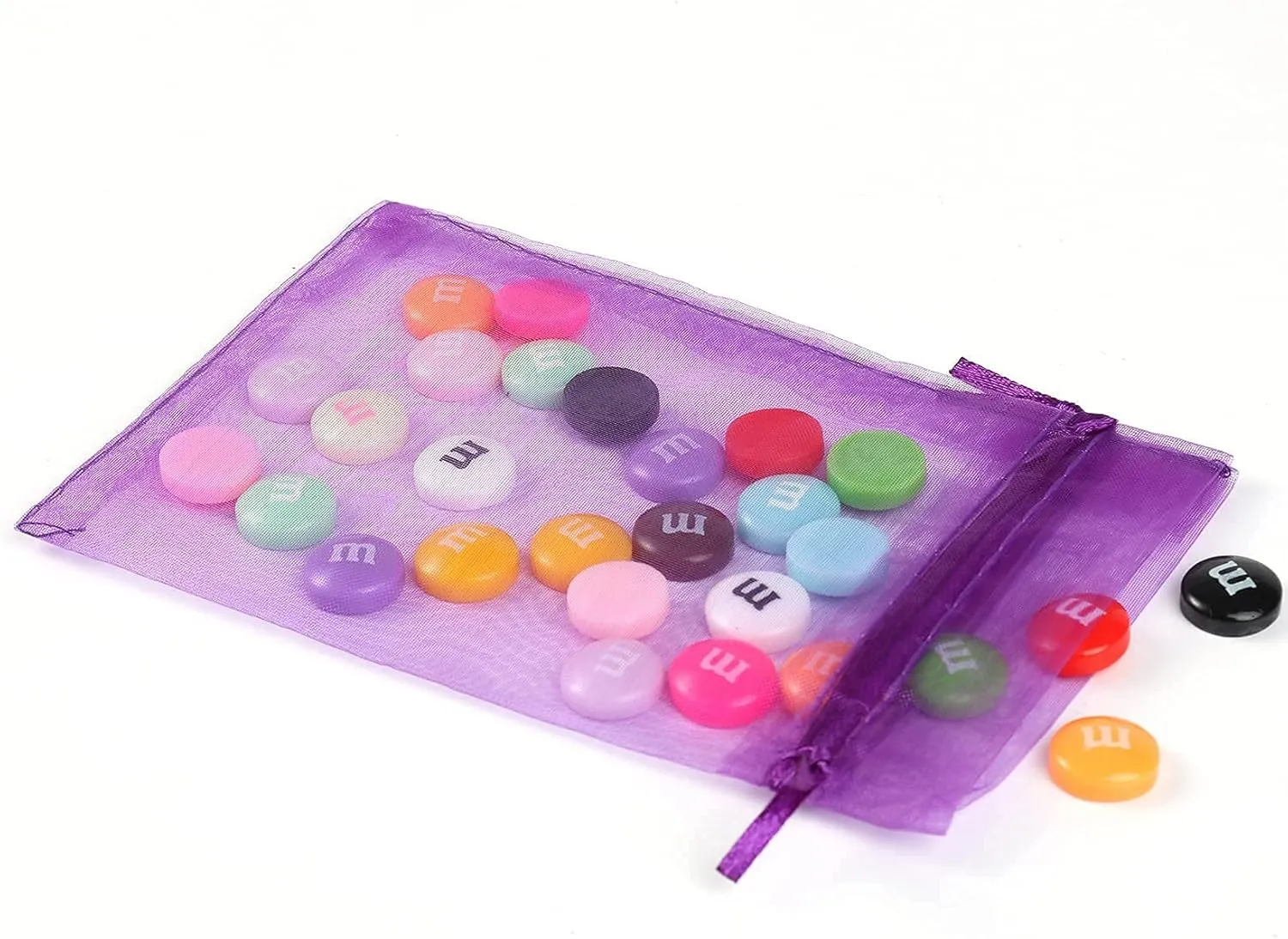 ANZNKU 100 PCS Small Organza Bags 4x6 Inches, Purple Gift Drawstring Pouches For Party Festival Earrings Cosmetic Favor Mesh Gift Bags