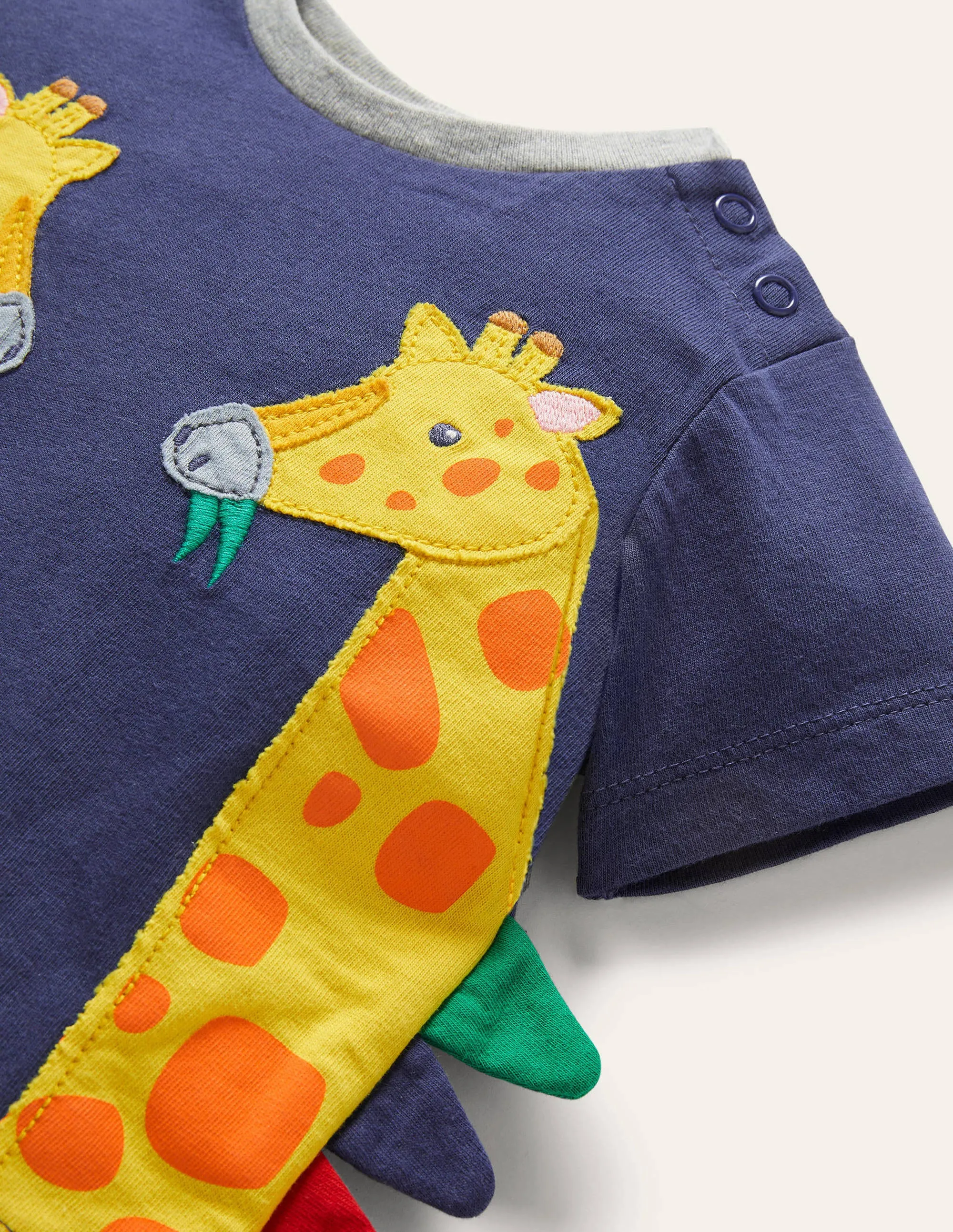 Appliqué T-shirt & Shorts Set-Starboard/Ivory Giraffe