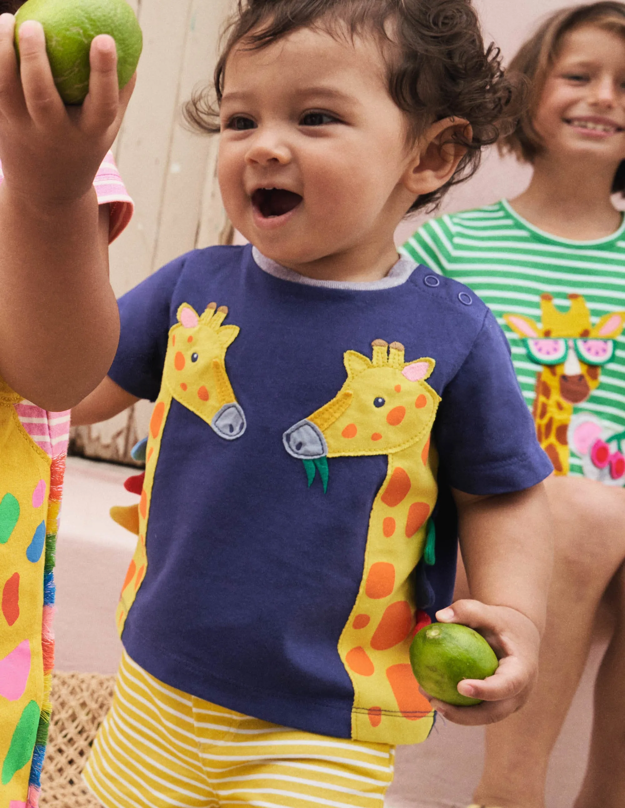 Appliqué T-shirt & Shorts Set-Starboard/Ivory Giraffe