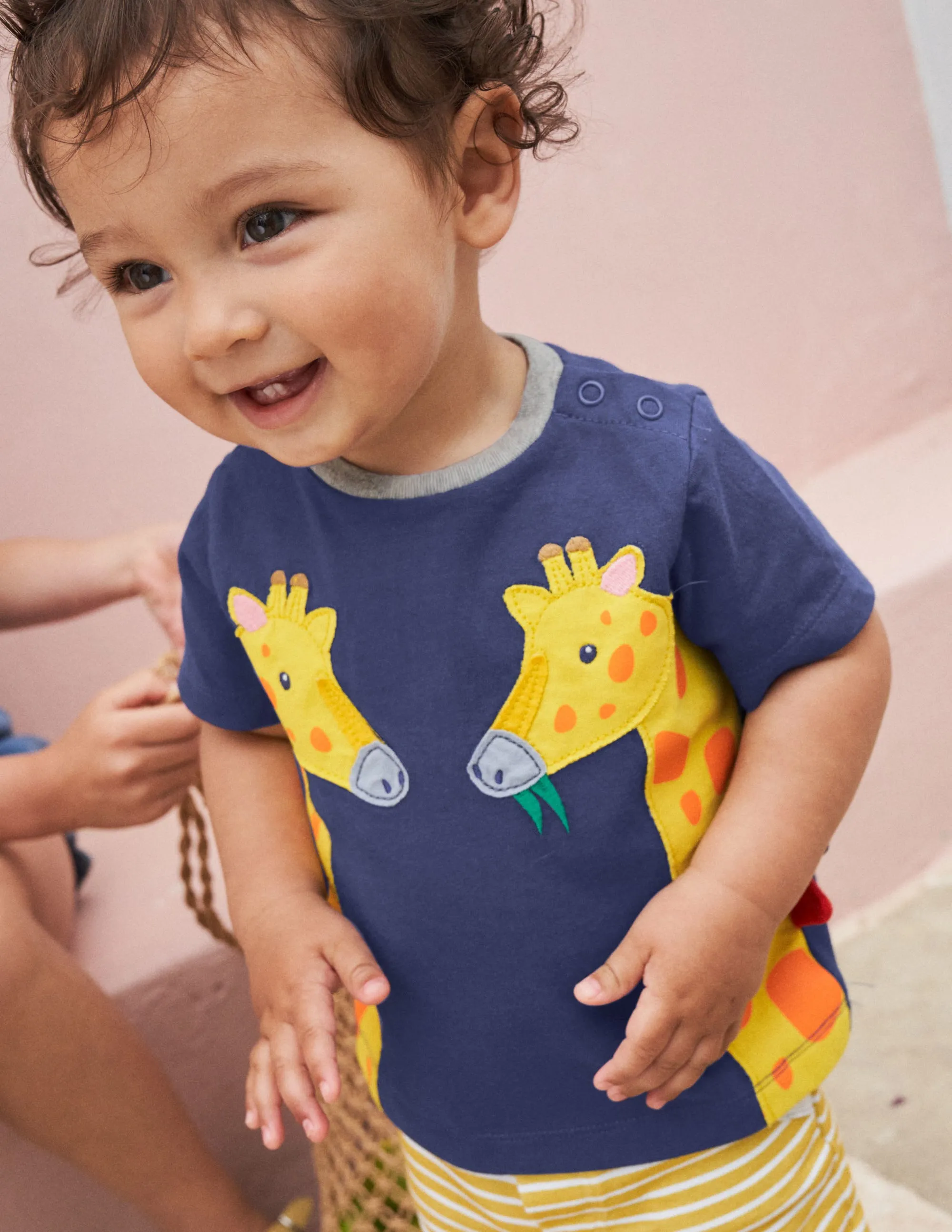 Appliqué T-shirt & Shorts Set-Starboard/Ivory Giraffe