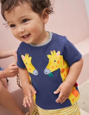 Appliqué T-shirt & Shorts Set-Starboard/Ivory Giraffe