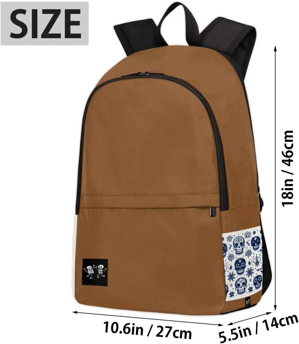 Backpack Casual Backpack for Men and Women Carry on Backpack Travel Backpack for Men Large Capacity Skull Backpacks Lightweight Laptop Backpack Premium Business Backpack Simple Daypack Backpacks,Brown