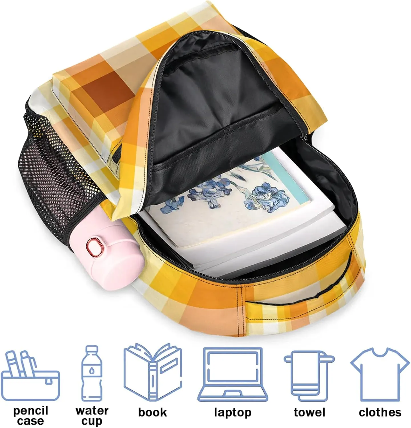 Backpack Dark Brown Stripe Book Bags Laptop Backpacks Lightweight Multipurpose Daypack for Men Women Travel Hiking