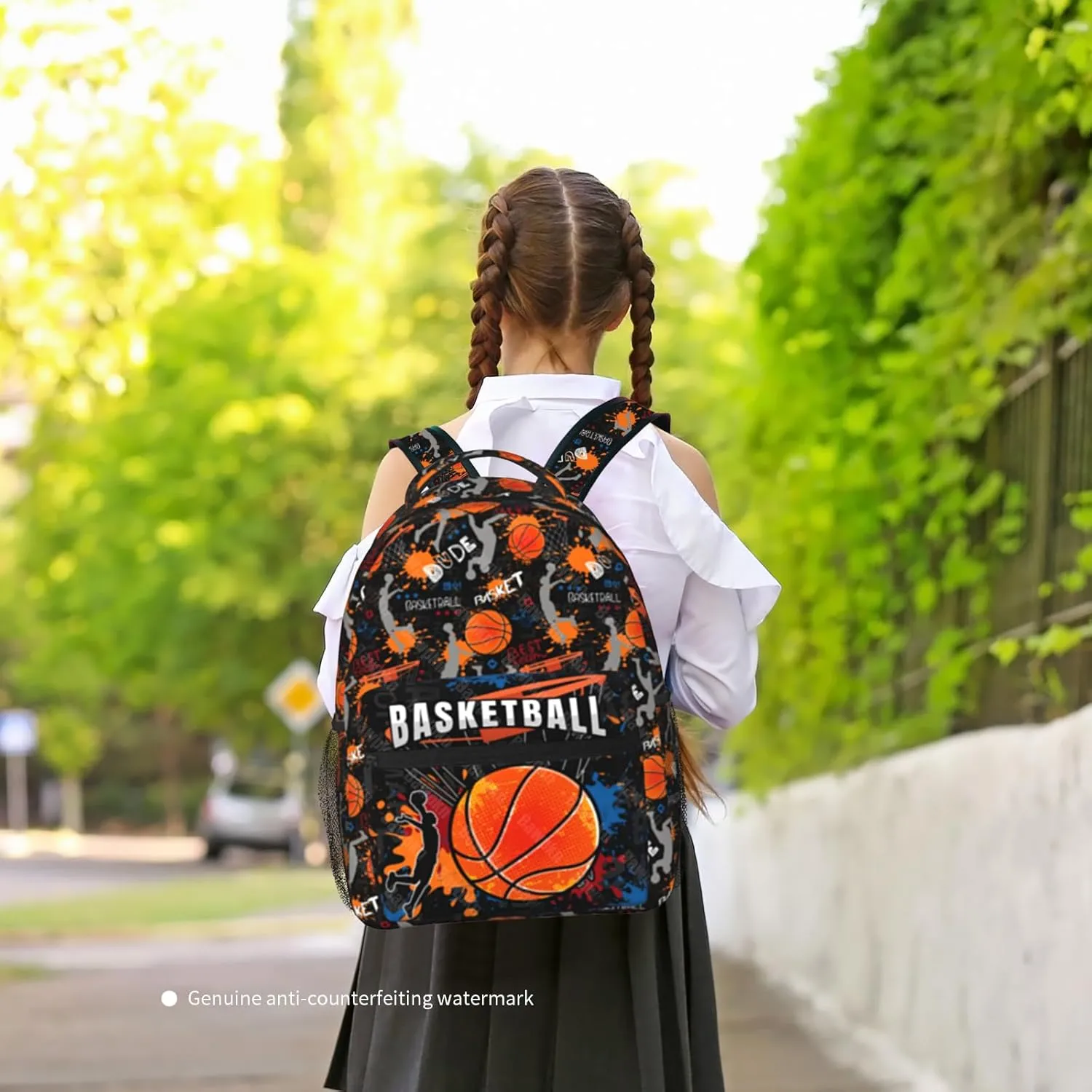 Basketball School Backpack for Boys Girls Sport Man Schoolbag Basketball Print Bookbag Computer Laptop Backpack for Travel Hiking Camping Gym Gift for Sport Lovers