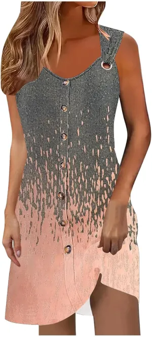 Beach Dresses for Women Casual Sleeveless Print Beach Cute Sundress Sexy Summer Floral Fashion Mini Dress 2025