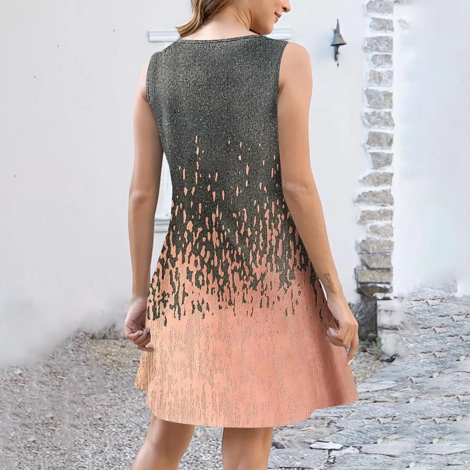 Beach Dresses for Women Casual Sleeveless Print Beach Cute Sundress Sexy Summer Floral Fashion Mini Dress 2025