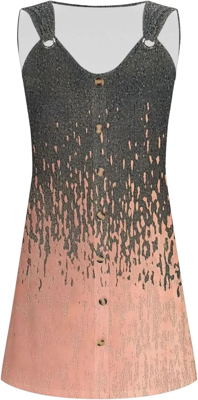 Beach Dresses for Women Casual Sleeveless Print Beach Cute Sundress Sexy Summer Floral Fashion Mini Dress 2025