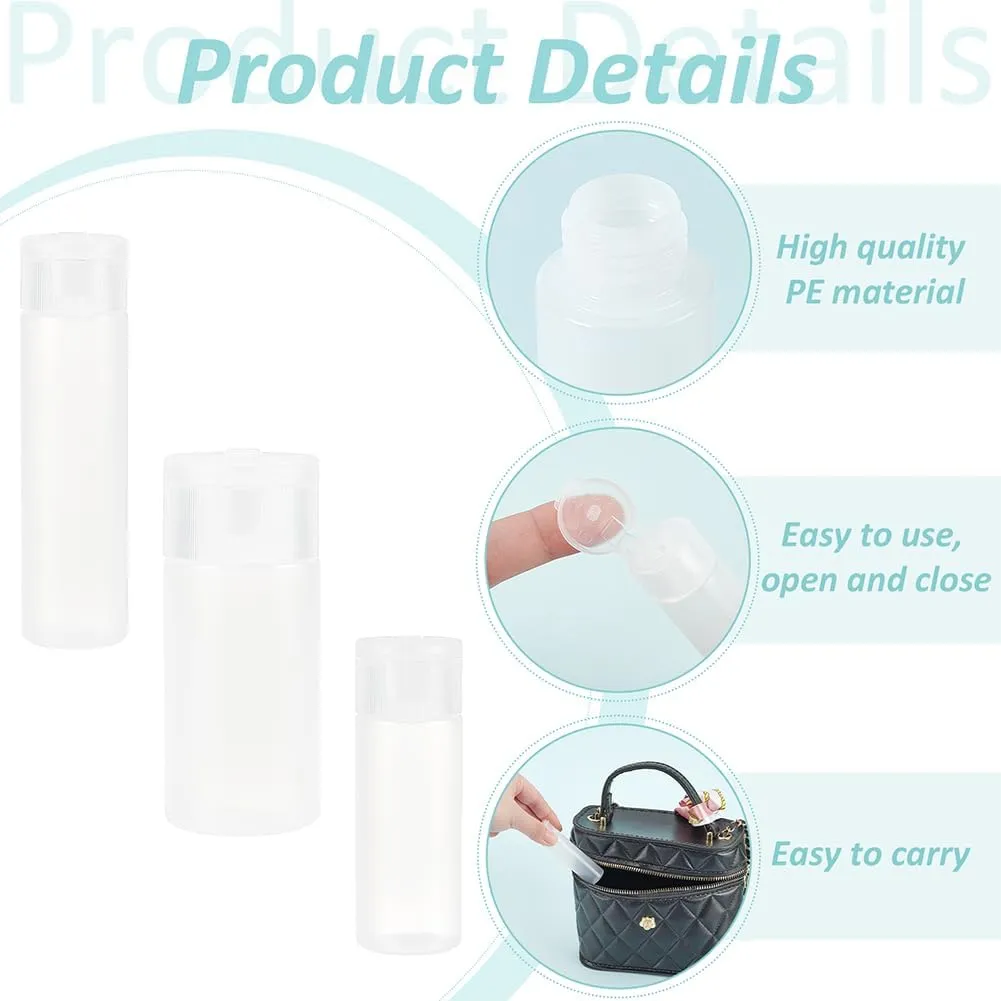 BENECREAT 10Pcs 12ml/18ml/30ml Travel Bottles Plastic Toiletry Bottles Flip Cap Squeeze Sample Bottle Containers for Makeup Lotion Emulsion Foundation Shampoo Packing