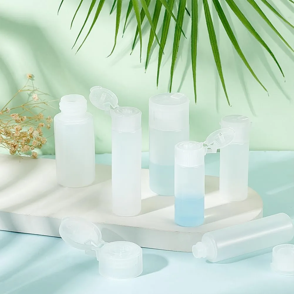 BENECREAT 10Pcs 12ml/18ml/30ml Travel Bottles Plastic Toiletry Bottles Flip Cap Squeeze Sample Bottle Containers for Makeup Lotion Emulsion Foundation Shampoo Packing