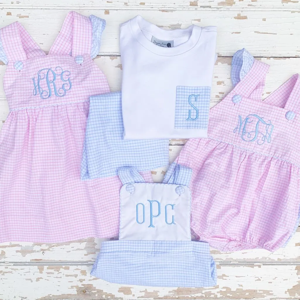 Blue Seersucker Short Set