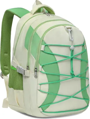 BLUEFAIRY Middle High School Backpack for Boys Girls Large Bookbag with Laptop Compartment Back to School Book Bags for Teens Teenagers Mochilas Escolares para Nios Nias (Cloud White/Green, Solid)