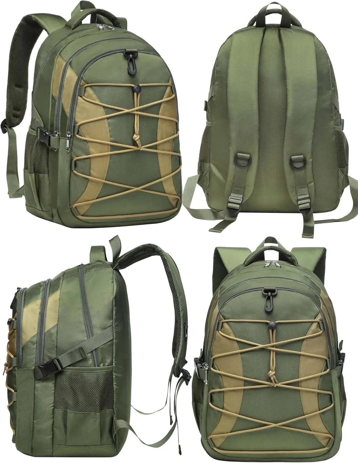 BLUEFAIRY Middle High School Backpack for Boys Girls Large Bookbag with Laptop Compartment Back to School Book Bags for Teens Teenagers Mochilas Escolares para Nios Nias (Olive Green/Khaki, Solid)