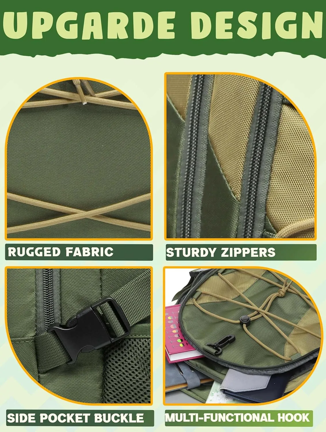 BLUEFAIRY Middle High School Backpack for Boys Girls Large Bookbag with Laptop Compartment Back to School Book Bags for Teens Teenagers Mochilas Escolares para Nios Nias (Olive Green/Khaki, Solid)