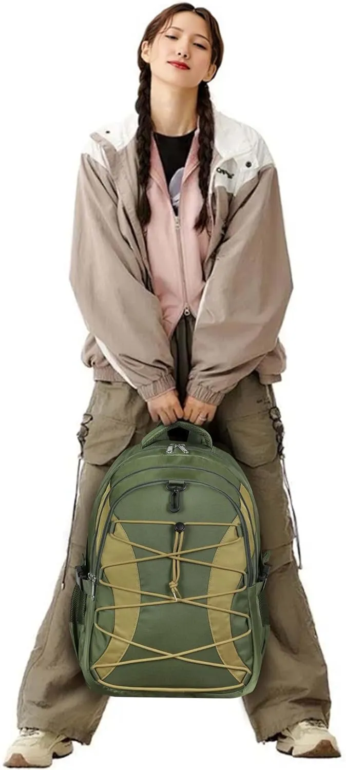 BLUEFAIRY Middle High School Backpack for Boys Girls Large Bookbag with Laptop Compartment Back to School Book Bags for Teens Teenagers Mochilas Escolares para Nios Nias (Olive Green/Khaki, Solid)