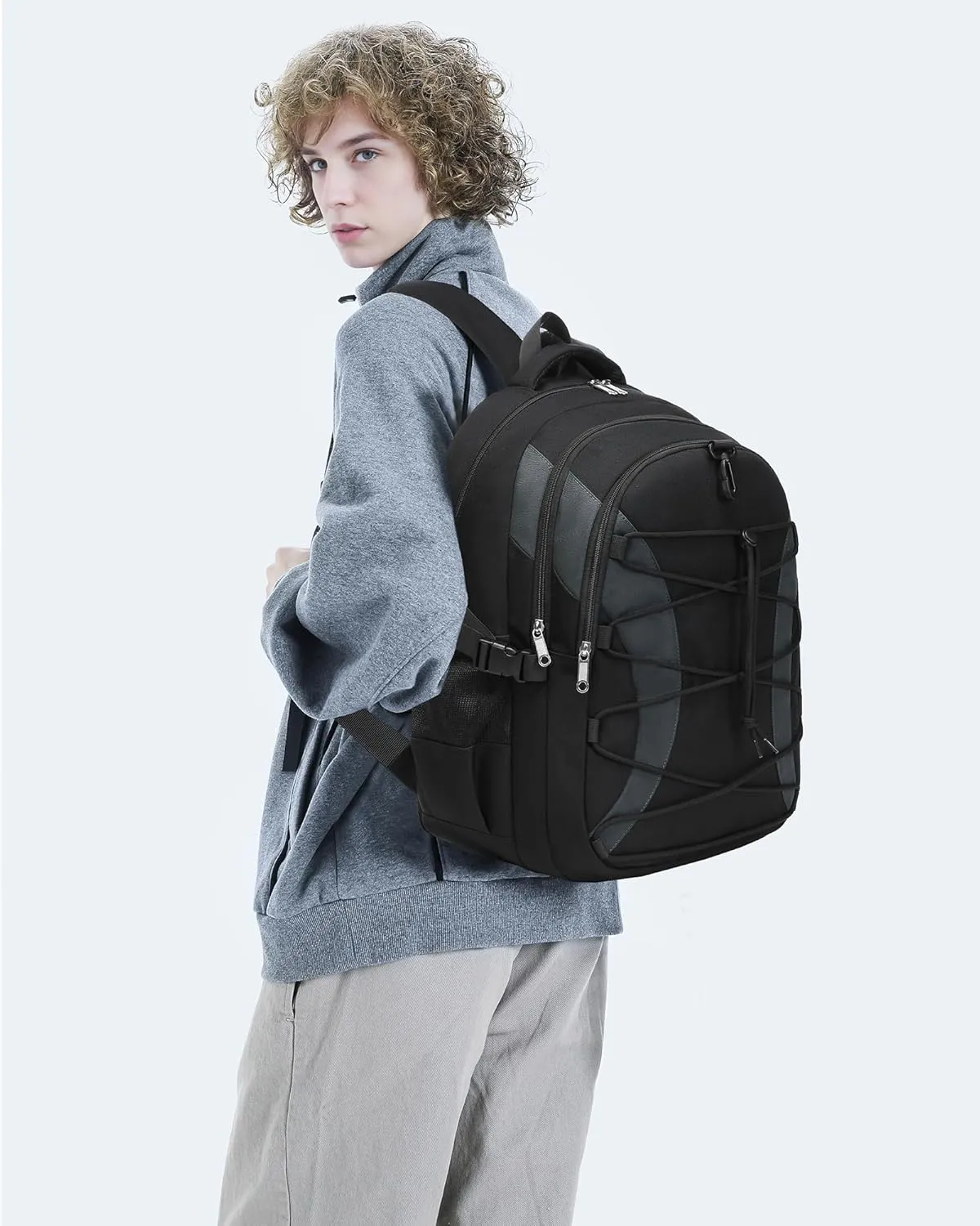 BLUEFAIRY Middle High School Backpack for Teen Boys Girls Large College Bookbag with Laptop Sleeve Back to School Book Bags Mochilas Escolares para Nios Nias Adolescentes (Black/Dark Gray, Solid)