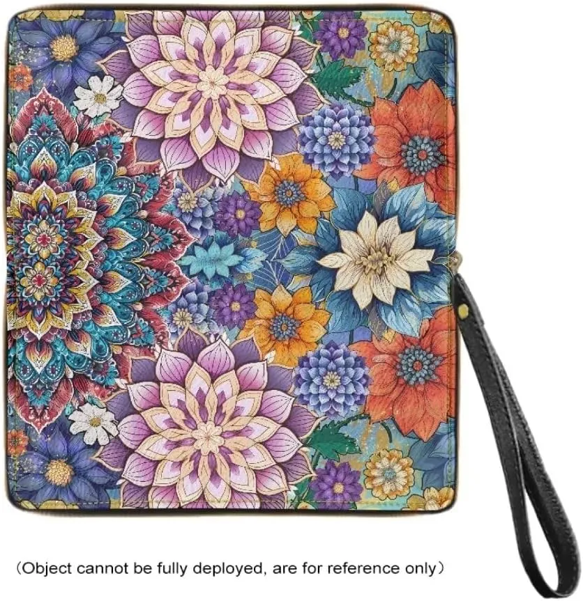 Bohemian Mandala Leather Wristlet Wallet for Women Portable Storage Bag Ethnic Style Fashion Travel Business Shopping Money Clips Handbag Purse