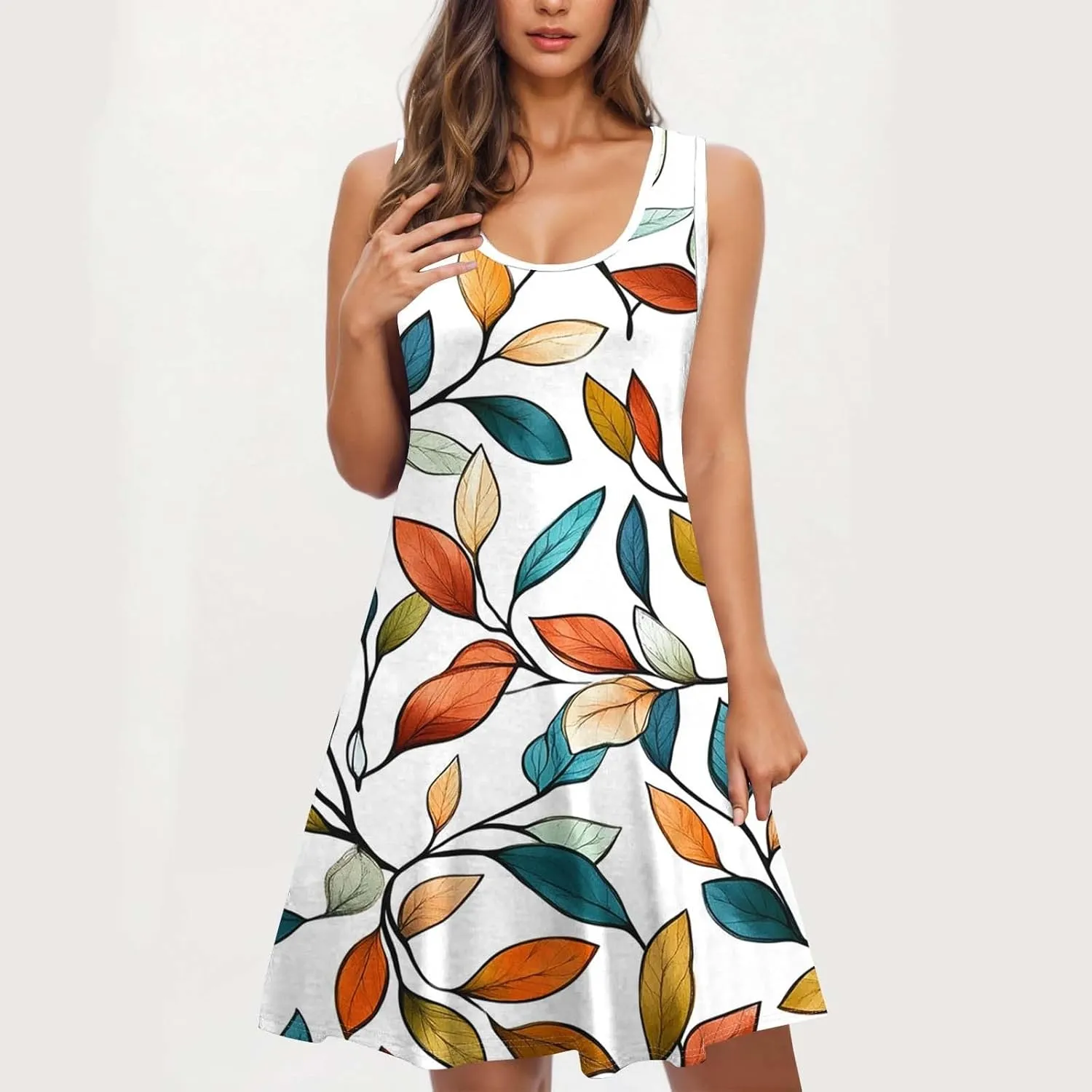 Boho Dresses for Women 2025 Summer Floral Cute Sundress Casual Sleeveless Tank Beach Mini Dress with Pocket