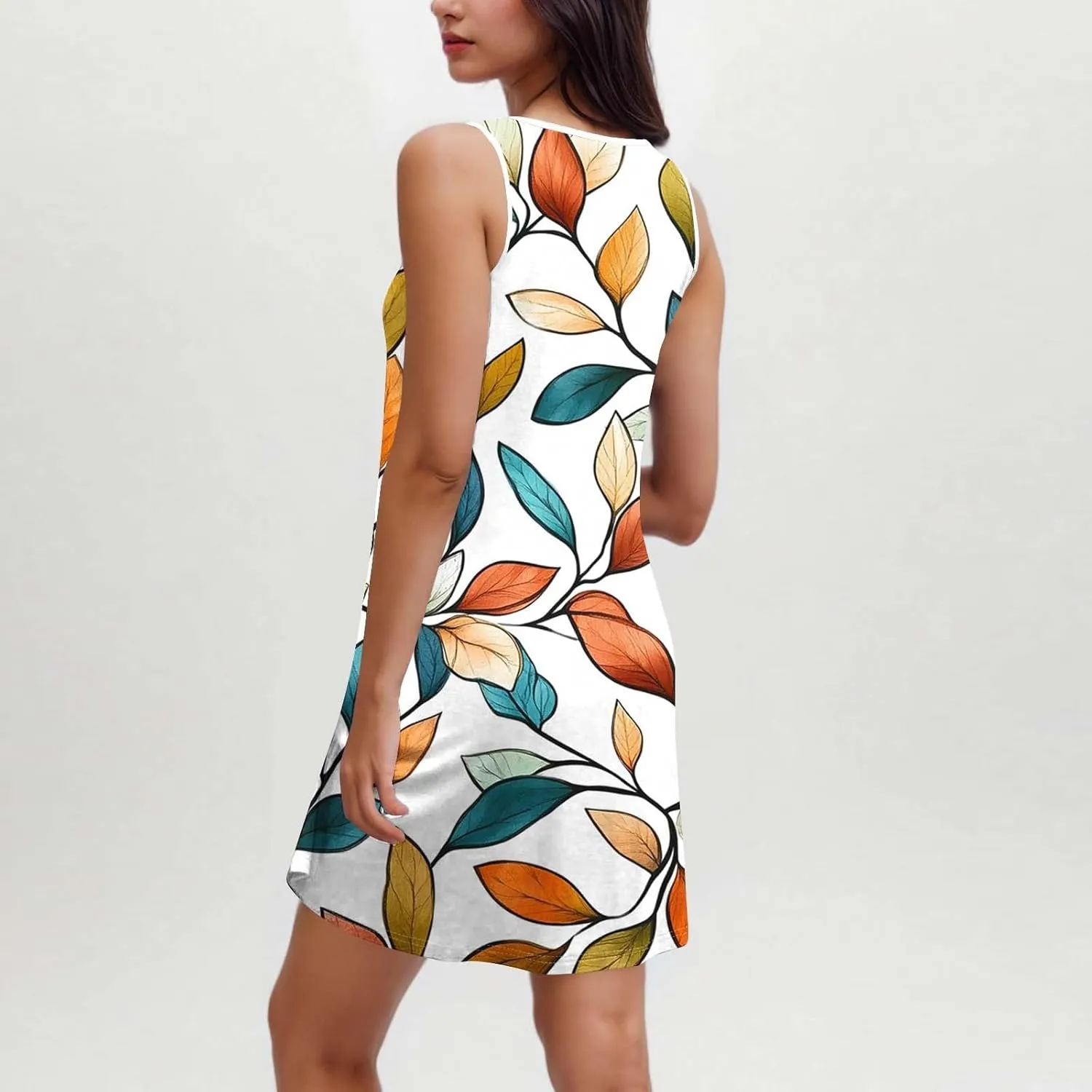 Boho Dresses for Women 2025 Summer Floral Cute Sundress Casual Sleeveless Tank Beach Mini Dress with Pocket