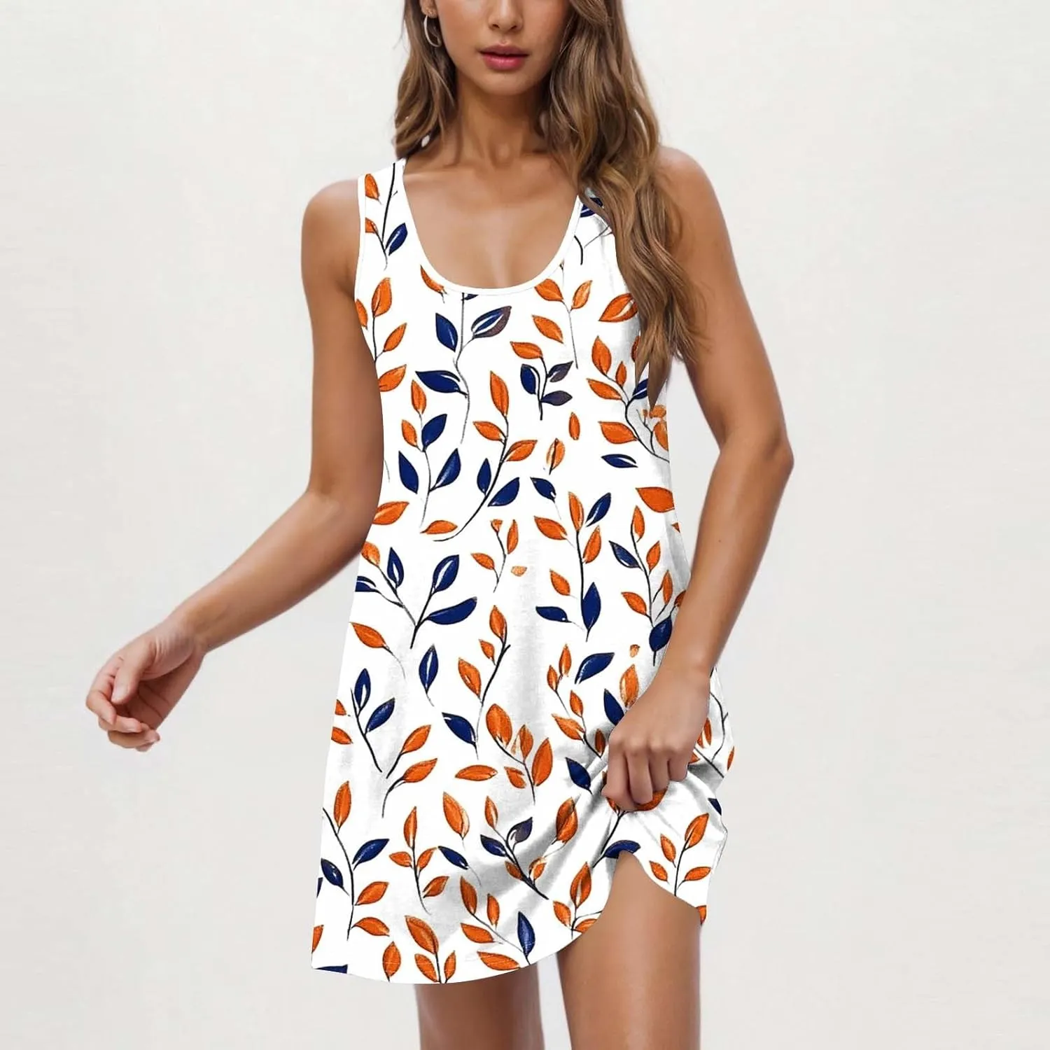 Boho Dresses for Women 2025 Summer Floral Cute Sundress Casual Sleeveless Tank Beach Mini Dress with Pocket