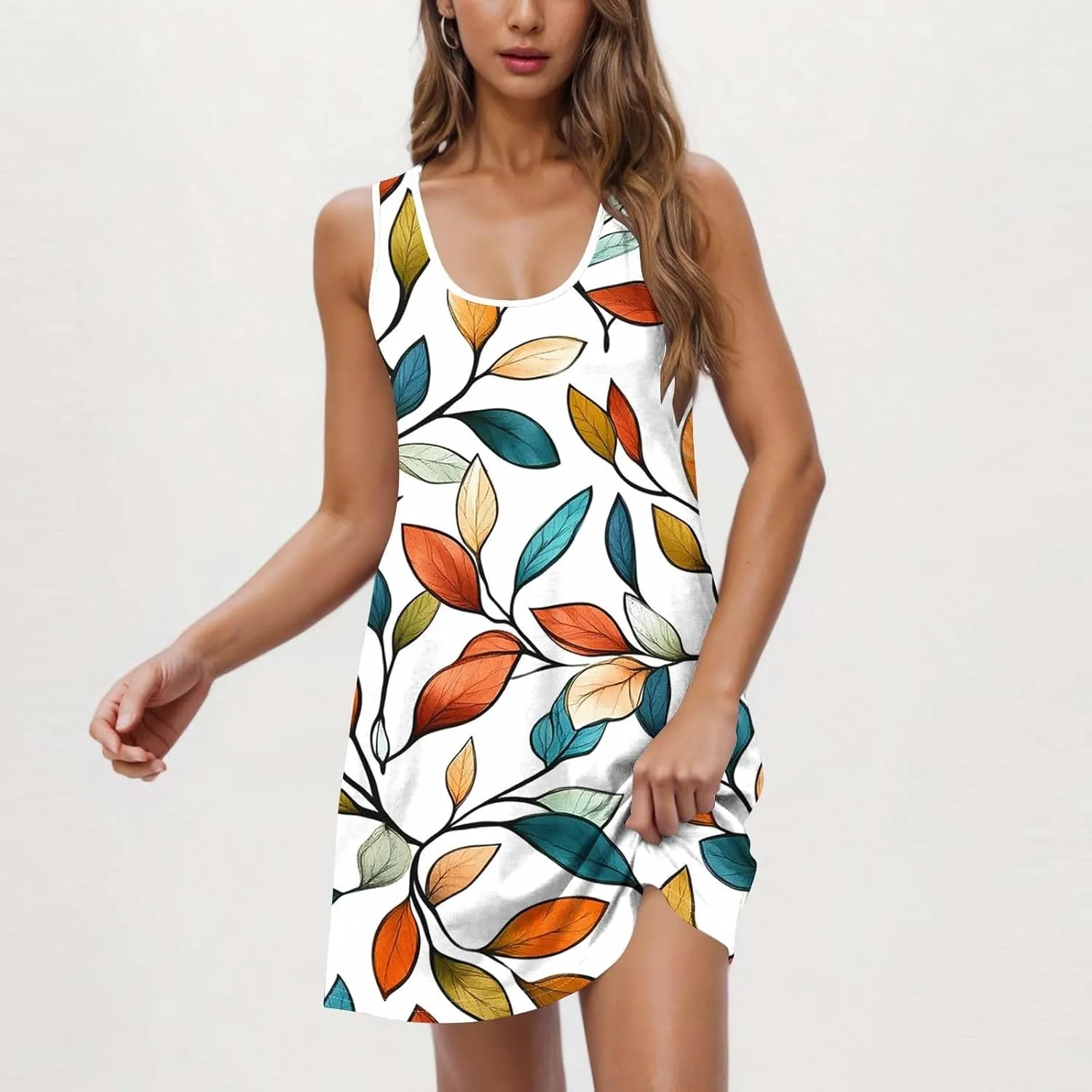 Boho Dresses for Women 2025 Summer Floral Cute Sundress Casual Sleeveless Tank Beach Mini Dress with Pocket
