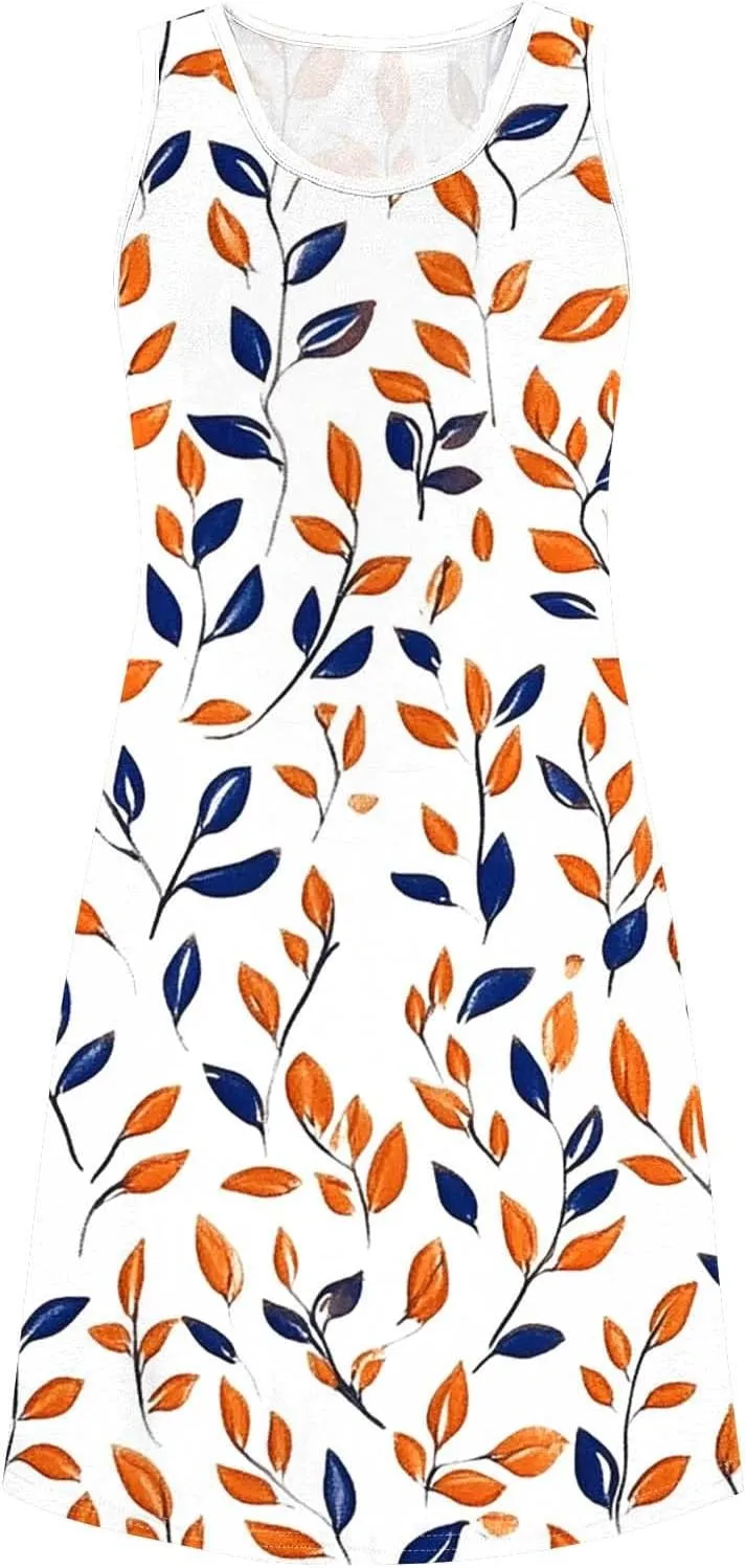 Boho Dresses for Women 2025 Summer Floral Cute Sundress Casual Sleeveless Tank Beach Mini Dress with Pocket