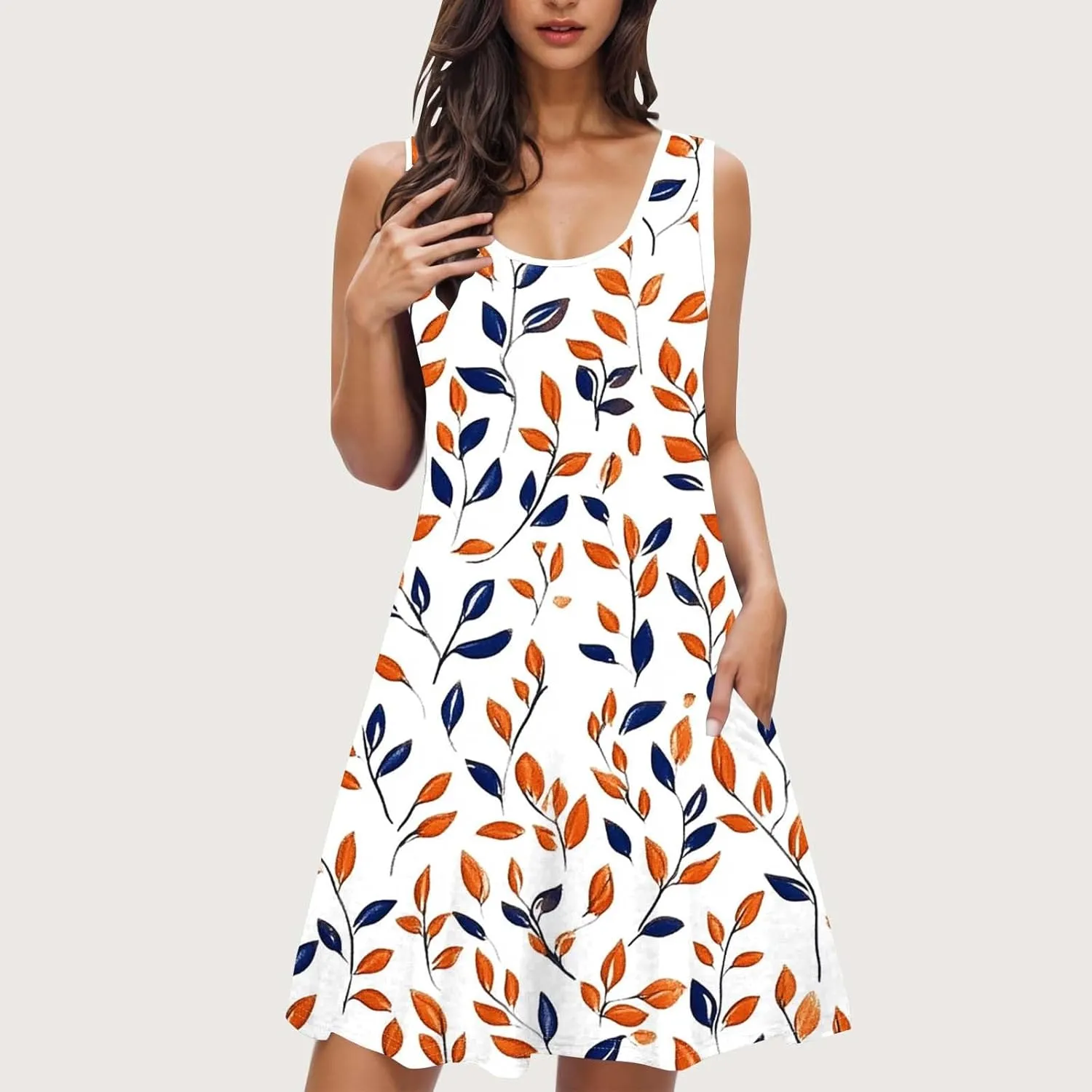 Boho Dresses for Women 2025 Summer Floral Cute Sundress Casual Sleeveless Tank Beach Mini Dress with Pocket